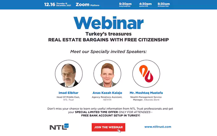 NTL webinar Turkey’s treasures, Turkish CBI program