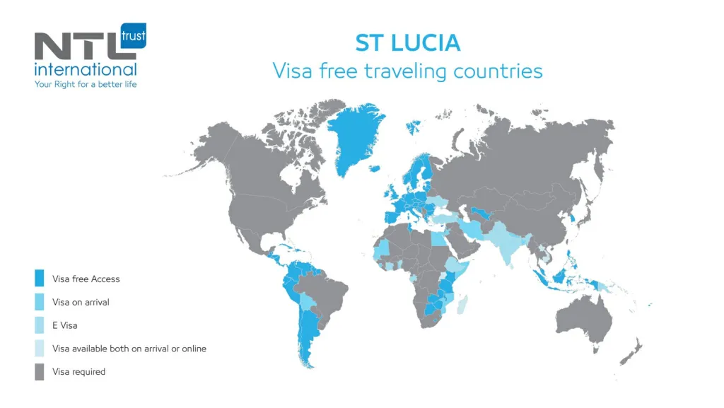 Saint Lucia Visa free traveling map NTL