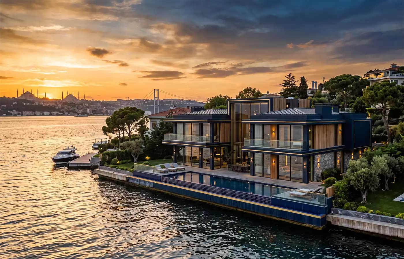 Modern waterfront residential property in Türkiye representing the $200,000 real estate residence permit route