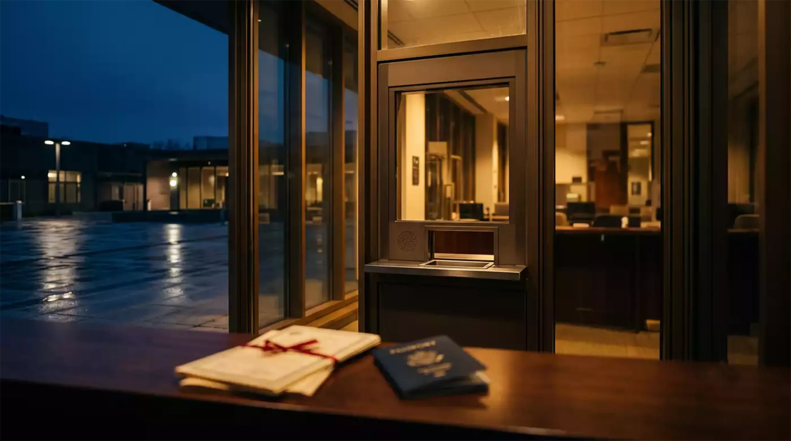US consulate visa window symbolizing the newly permanent visa bond requirement affecting CBI nationals